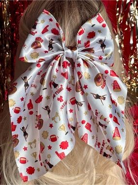 White San Francisco Forty Niners Oversized Hair Bow 49ers Football accessories